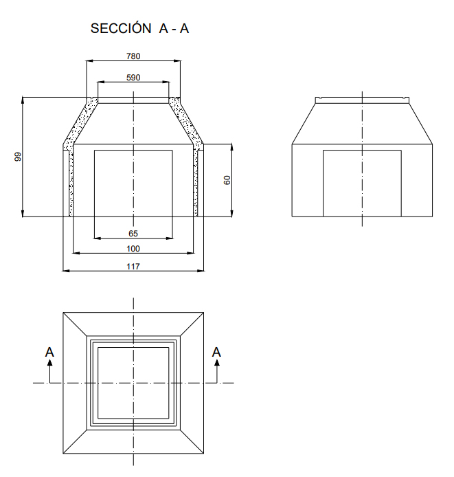 ARQUETA HORMIGON 80X80 SIN FONDO